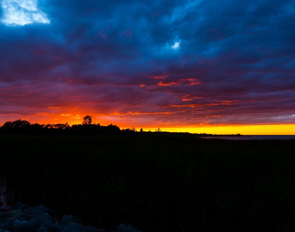 Sunset with Mackinac Bridge from Cheboygan Mi