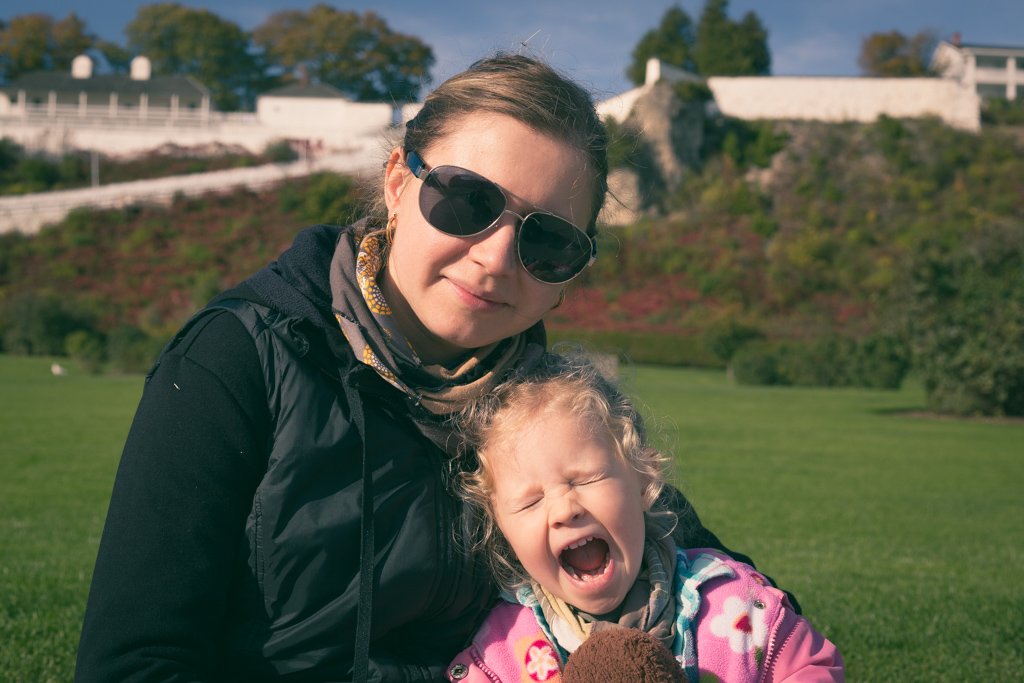 Wife and Daughter at Fort Mackinac